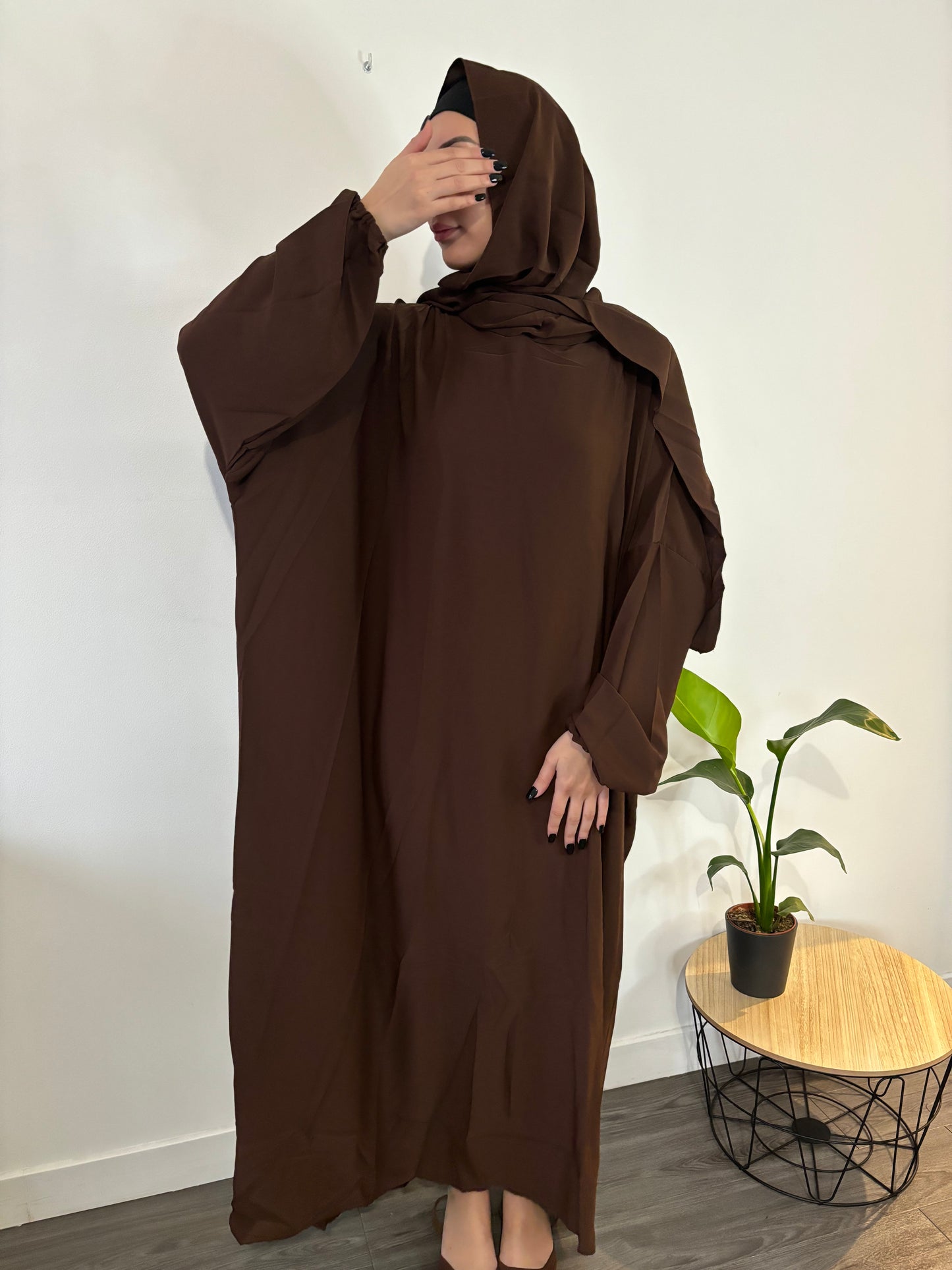 Abaya voile intégré chocolat
